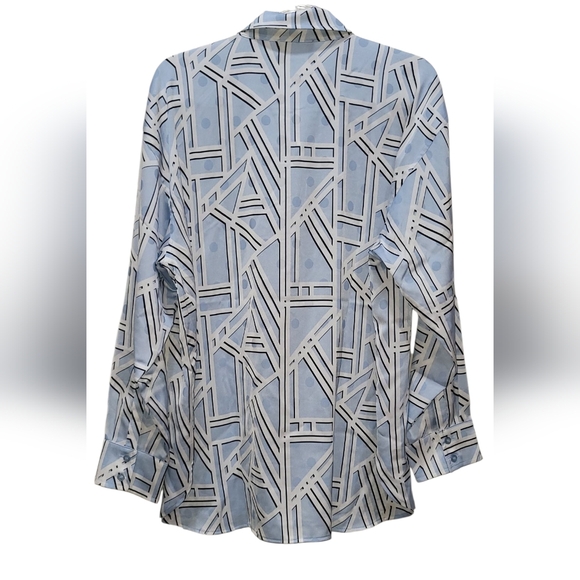 Large NWOT KARL LAGERFIELD Geometric Polka Dot Button Down Long Sleeve Shirt - Picture 7 of 10